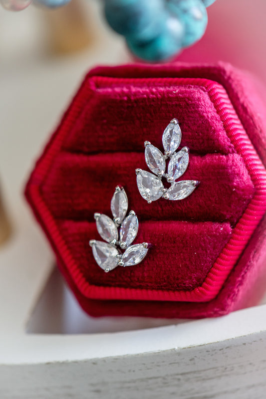 Floral Cubic Zirconia Stud Earrings
