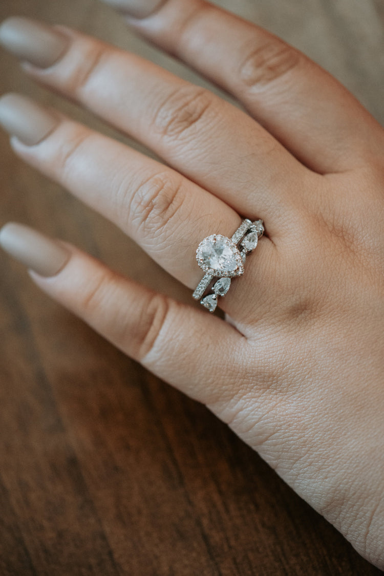 Liah Pear Shaped Sterling Silver Ring Set