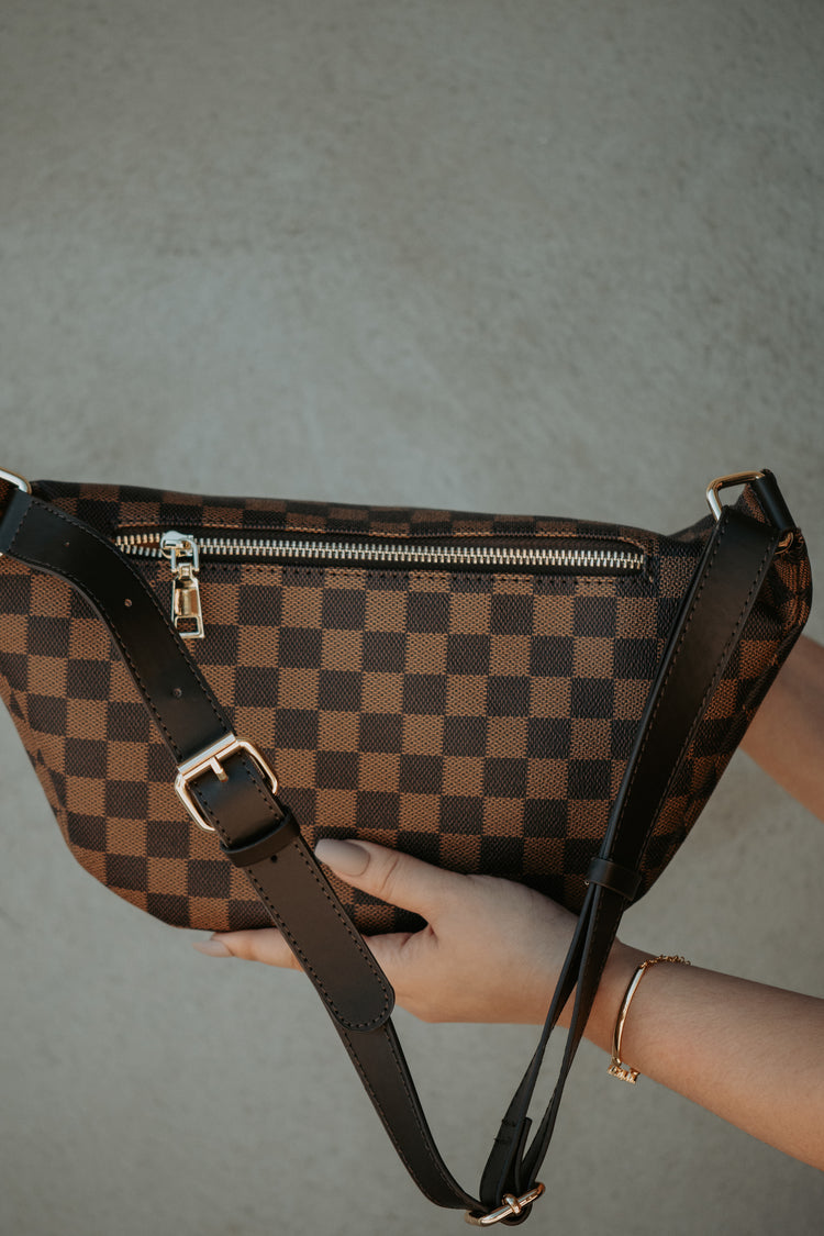 Deluxe Brown Checkered Bum Bag