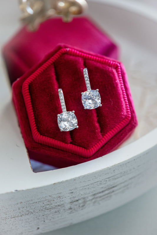 Ali Cushion Cut Hook Earrings