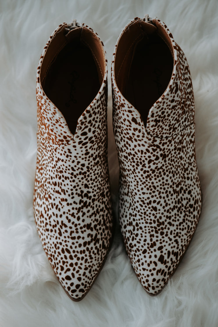 Sabrina Camel Mini Leopard Suede Booties
