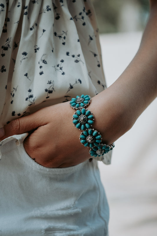 Blue Turquoise Concho Western Bracelet
