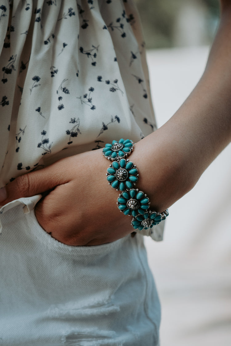 Blue Turquoise Concho Western Bracelet
