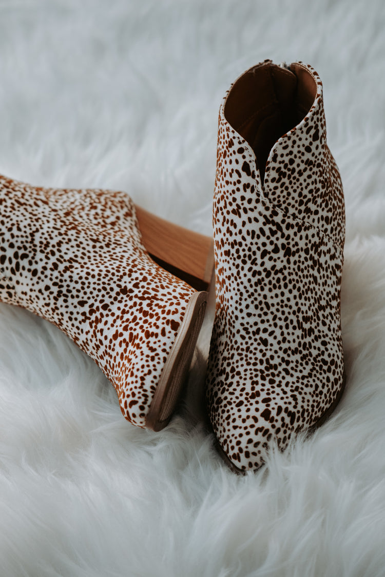 Sabrina Camel Mini Leopard Suede Booties