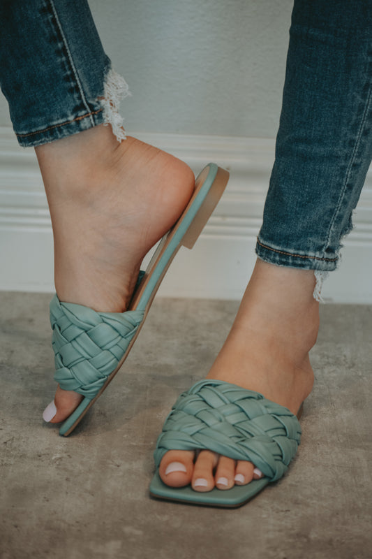 Aaron Braided One Strap Sandal in Teal