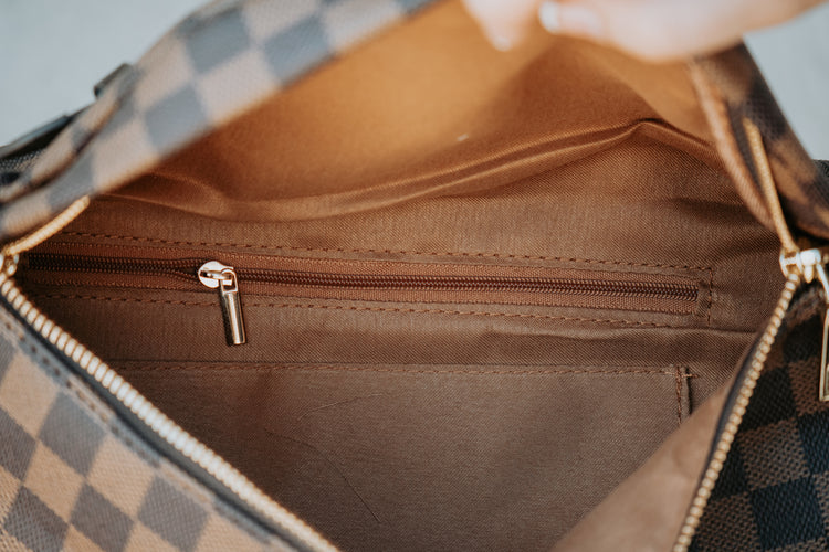 Deluxe Cream Checkered Bum Bag