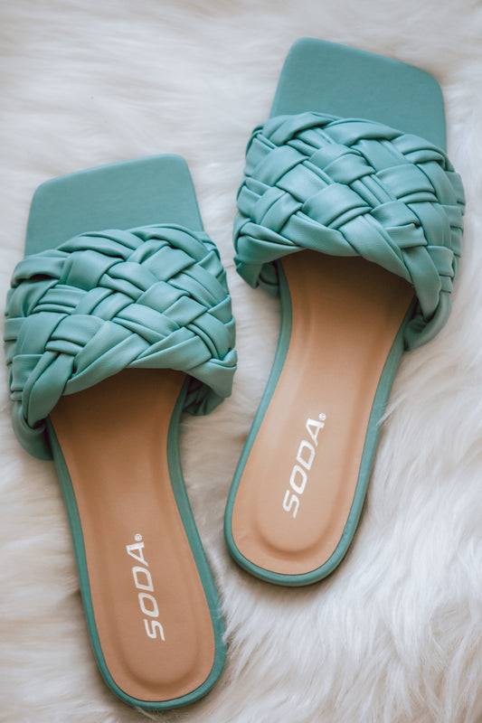Aaron Braided One Strap Sandal in Teal