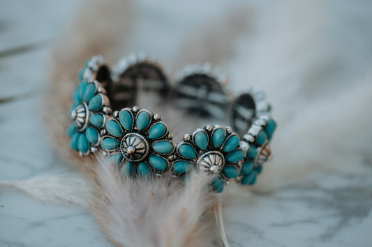 Milan Turquoise Stretchable Concho Bracelet