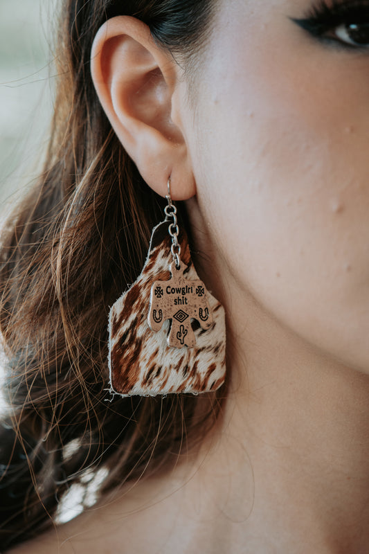 'Cowgirl Stuff' Genuine Leather Cowtag - Khaki