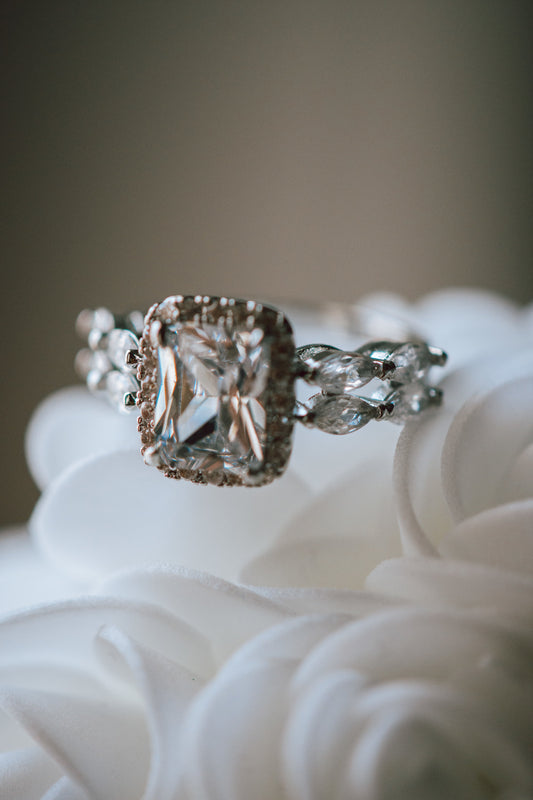 Spencer Emerald Cut Silver Ring