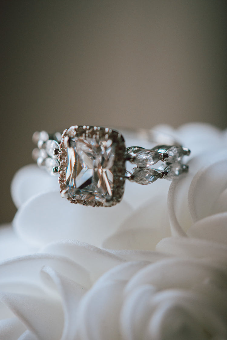 Spencer Emerald Cut Silver Ring