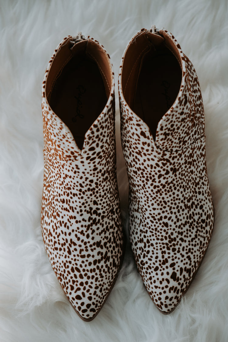 Sabrina Camel Mini Leopard Suede Booties