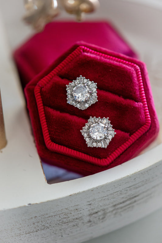 Vera - Hexagon Stud Sterling Silver Earring