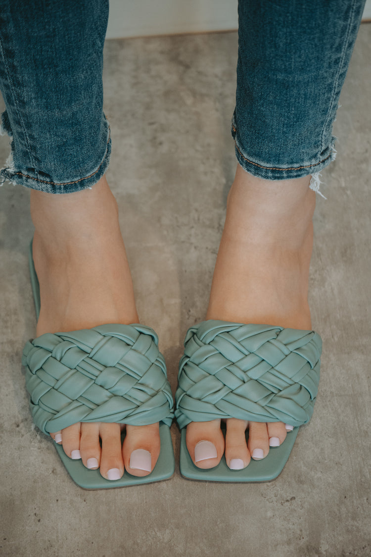 Aaron Braided One Strap Sandal in Teal