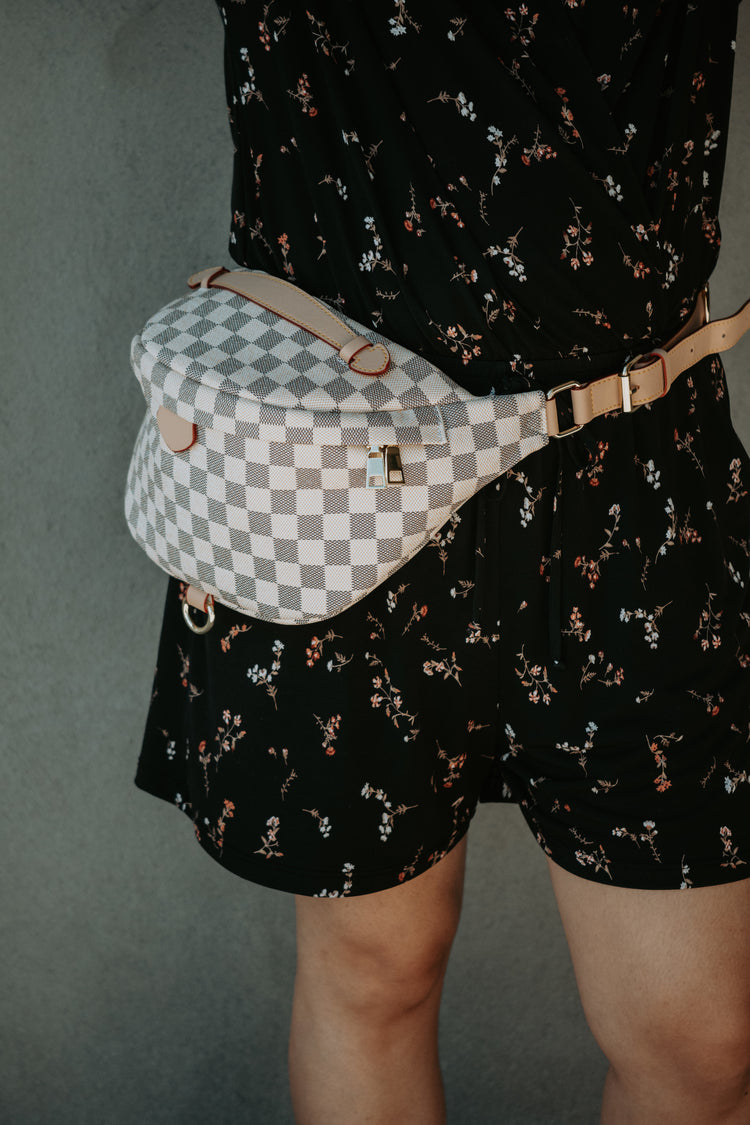 Deluxe Cream Checkered Bum Bag