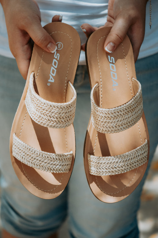 Olga Raffia Natural Tan Strappy Sandals