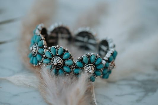 Blue Turquoise Concho Western Bracelet