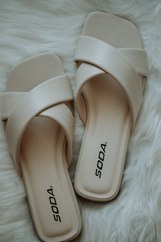 Celeste Nude Criss Cross Sandals