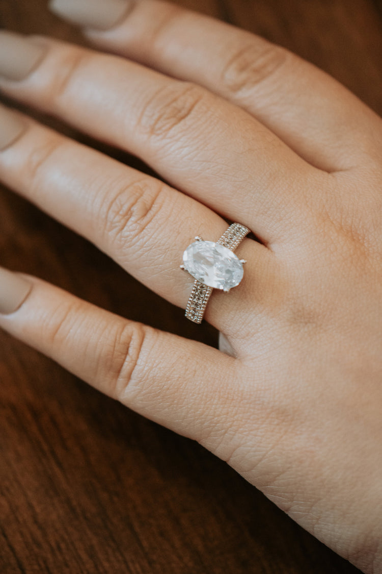 Tia Oval Shaped Sterling Silver Ring