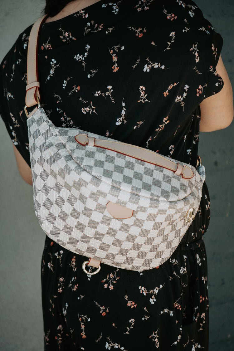 Deluxe Cream Checkered Bum Bag
