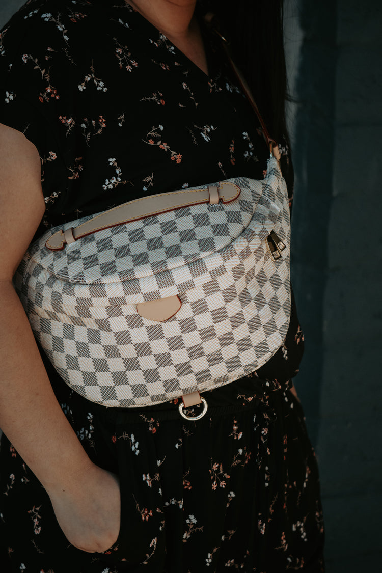Deluxe Cream Checkered Bum Bag