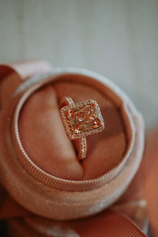 Raven Champagne Emerald Stone Rose Gold Ring
