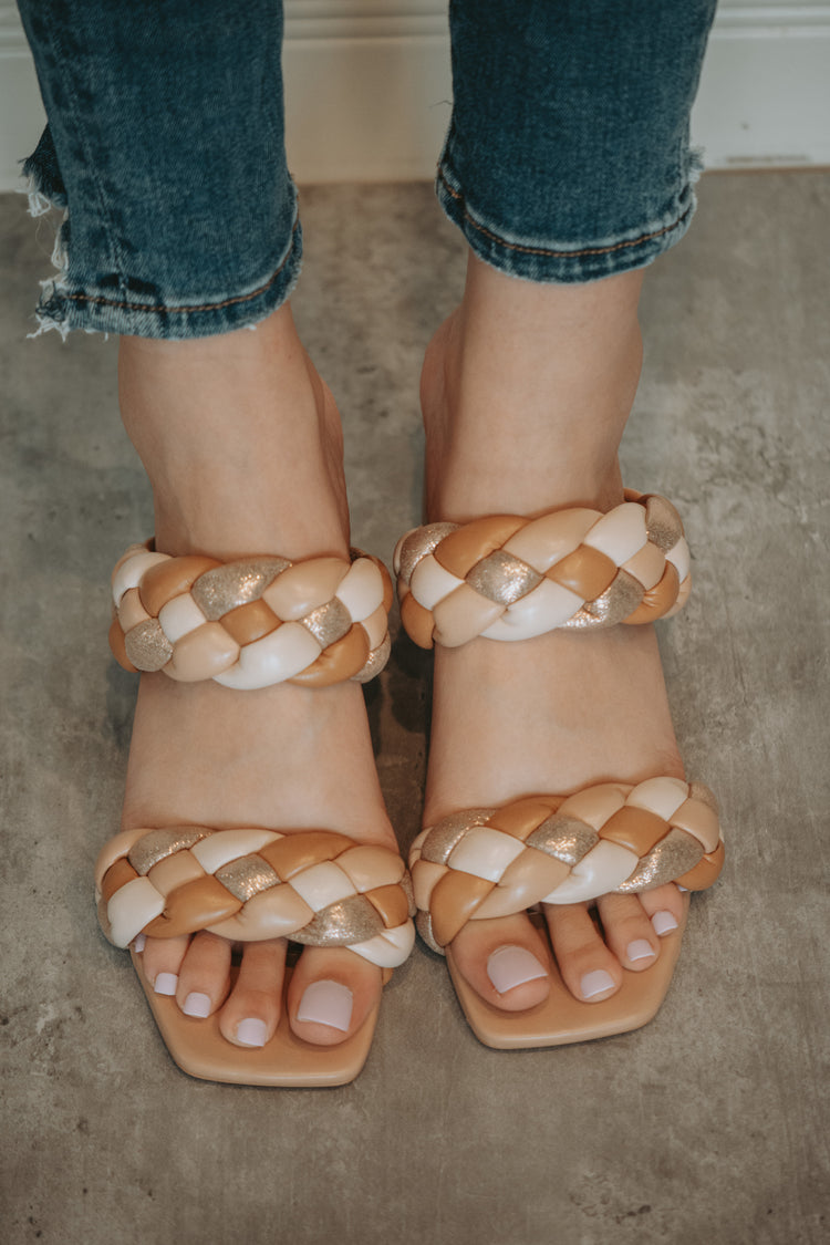 Clarisse Double Braid Dress Sandal in Nude Multi