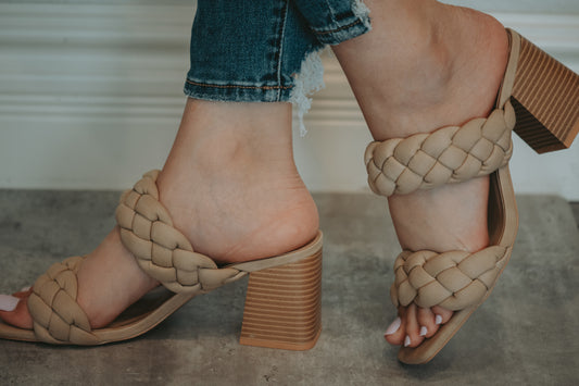 Clarisse Double Braid Dress Sandal in Taupe