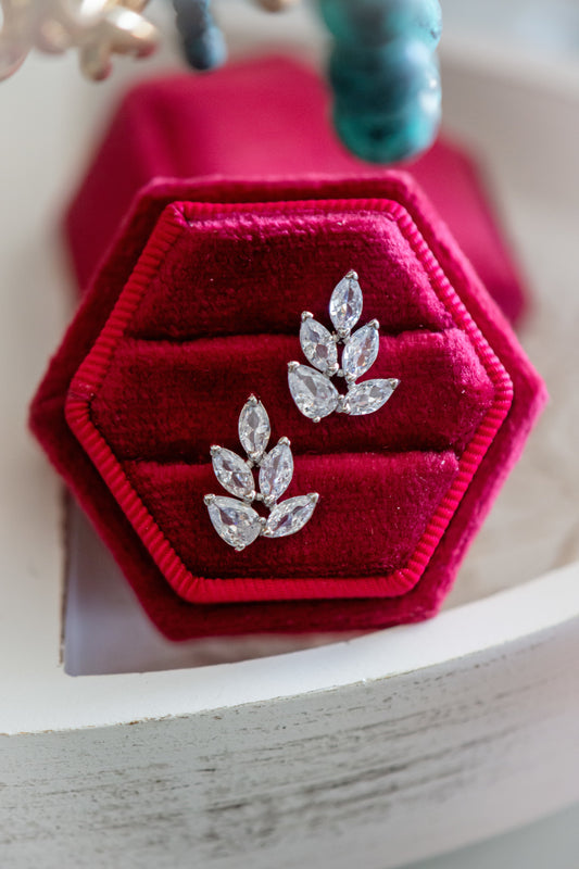 Floral Cubic Zirconia Stud Earrings