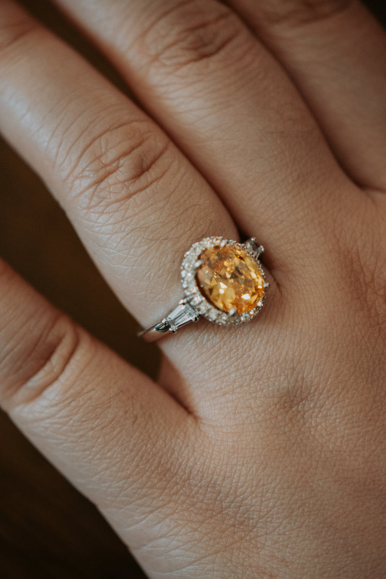 Karlie Citrine Gem Sterling Silver Ring