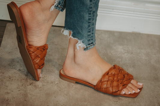 Aaron Braided One Strap Sandal in Tan