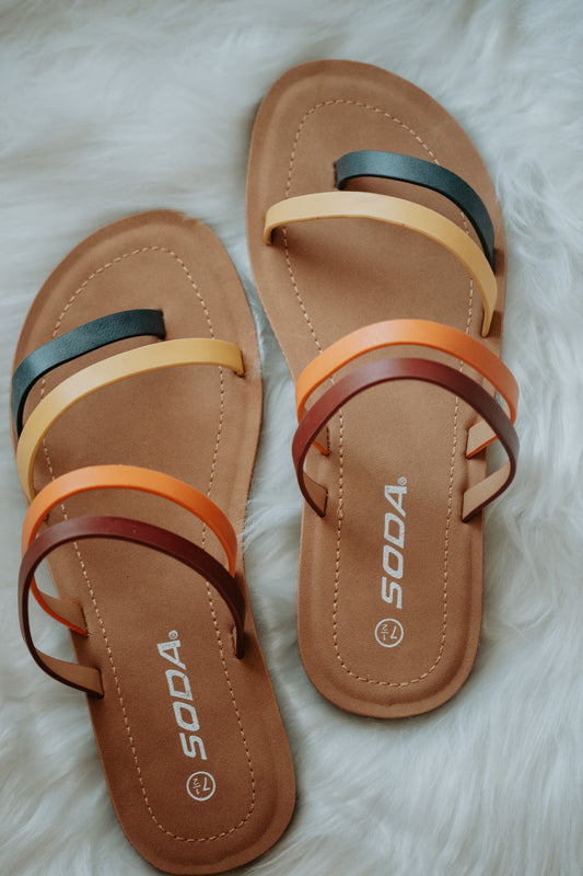 Miel Multi Strap Sandals in Red Multi