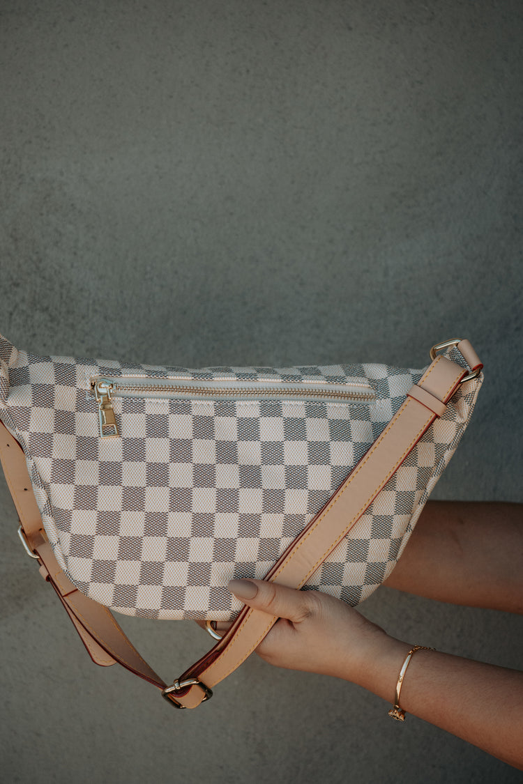 Deluxe Cream Checkered Bum Bag