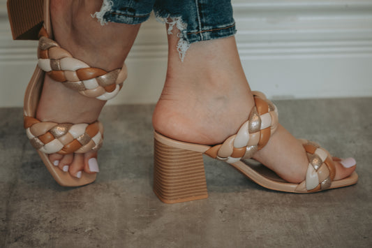 Clarisse Double Braid Dress Sandal in Nude Multi