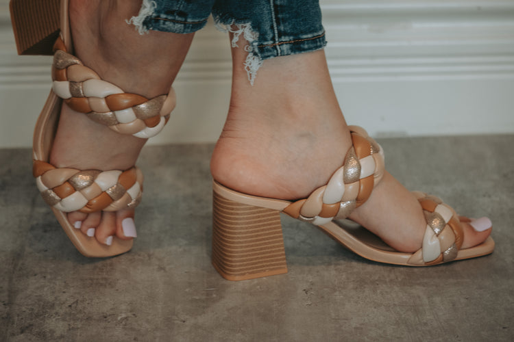 Clarisse Double Braid Dress Sandal in Nude Multi
