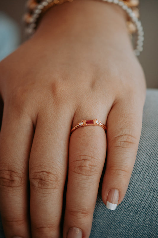 Dyer Pink Gem Dainty Rose Gold Ring