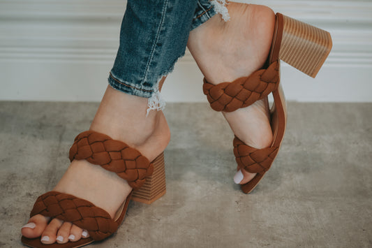Clarisse Double Braid Dress Sandal in Cognac
