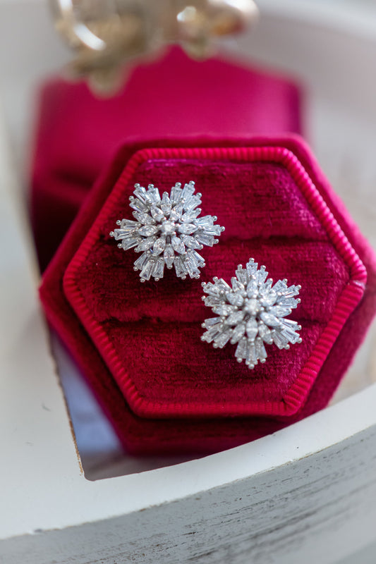 Gail Floral Cubic Zirconia Stud Earrings