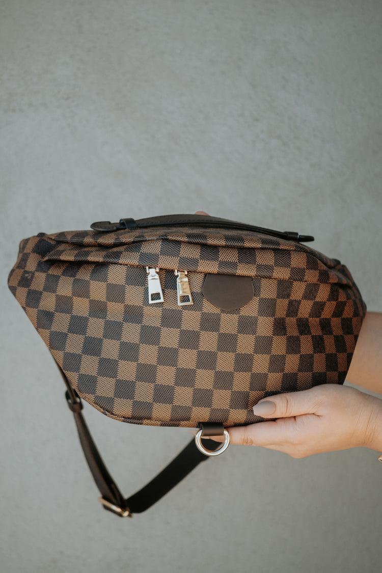 Deluxe Brown Checkered Bum Bag