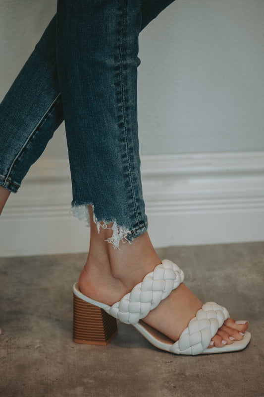 Clarisse Double Braid Dress Sandal in Off White