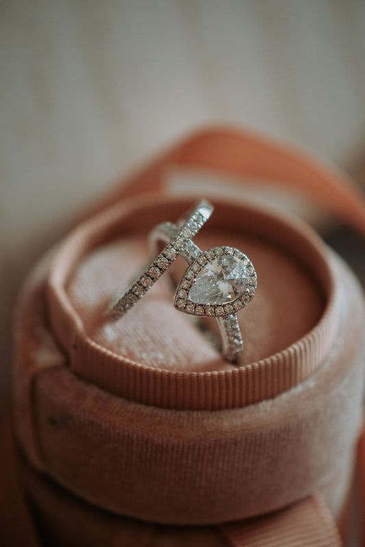 Finn Pear Cut Ring Set Sterling Silver Rhodium Plating