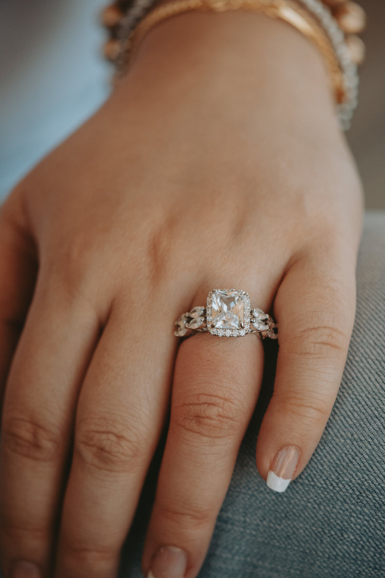 Spencer Emerald Cut Silver Ring