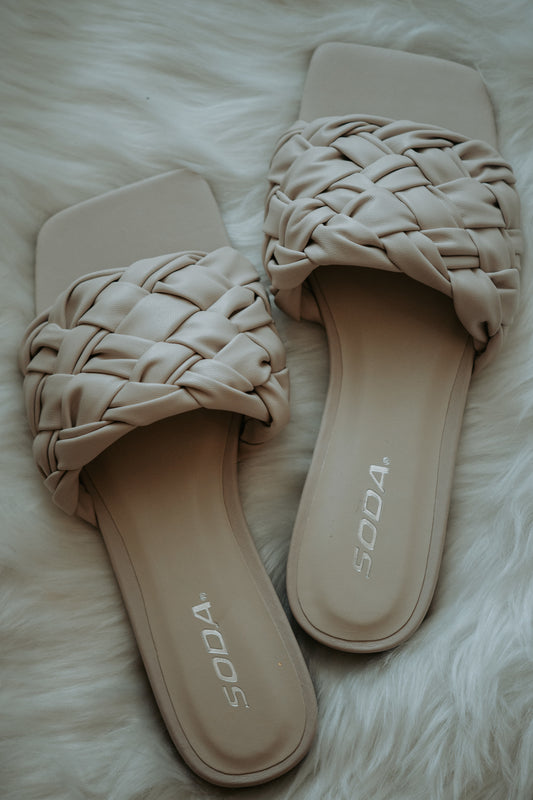 Aaron Braided One Strap Sandal in Cream