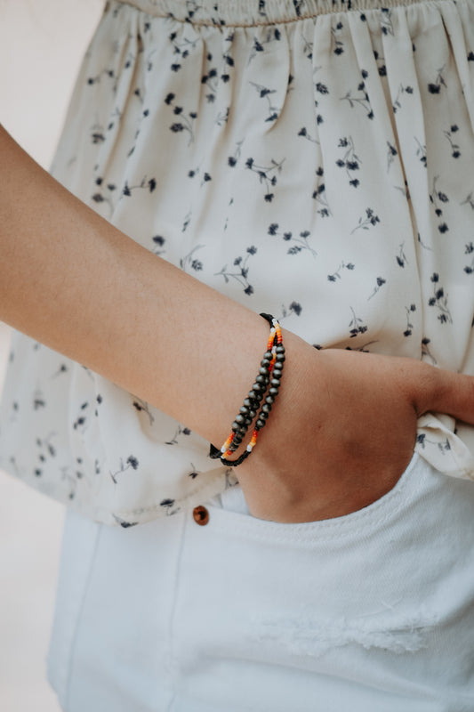 3PC Set Dainty Navajo Beads Bracelet - Black