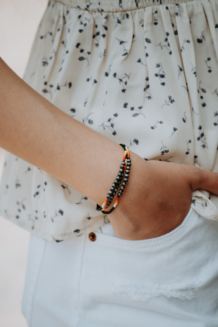 3PC Set Dainty Navajo Beads Bracelet - Black