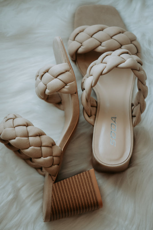 Clarisse Double Braid Dress Sandal in Taupe