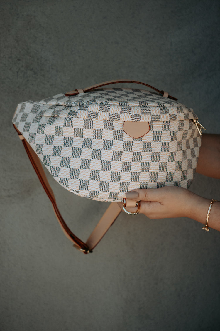 Deluxe Cream Checkered Bum Bag