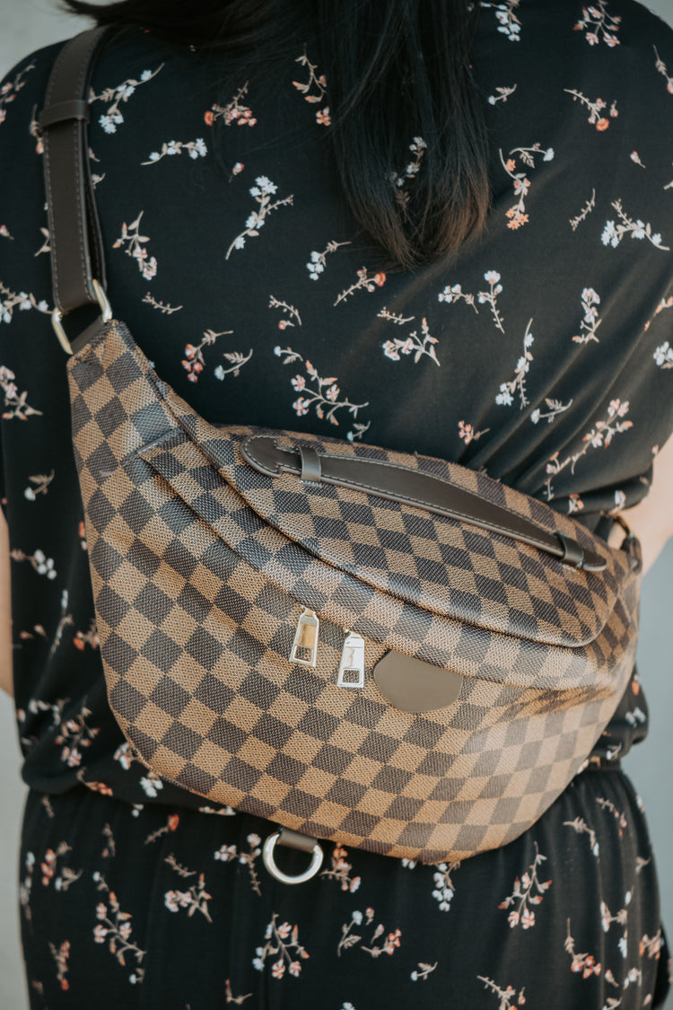Deluxe Brown Checkered Bum Bag