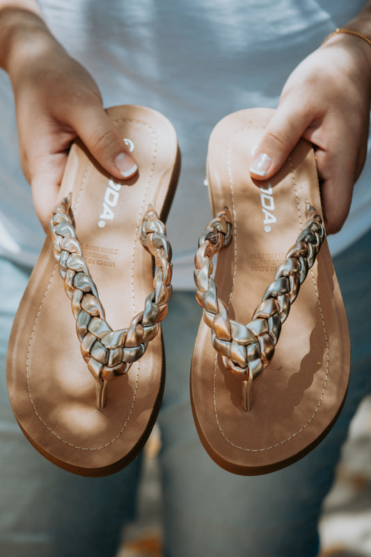 Stella Metallic Multi Braided Thong Sandals