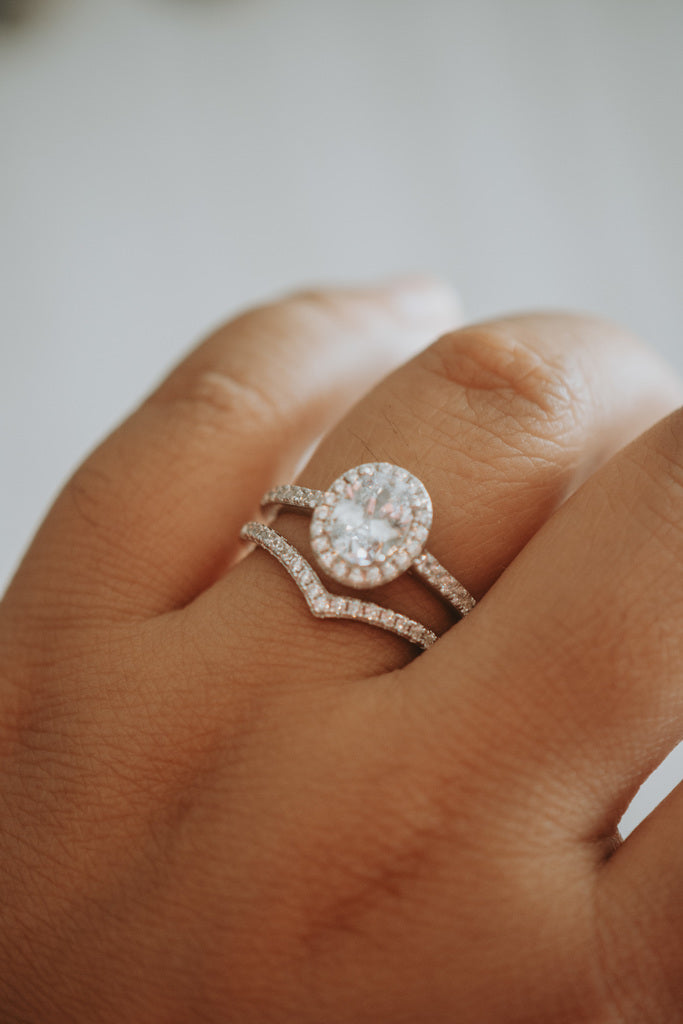 Fern Chevron Sterling Silver Ring Rhodium Plating